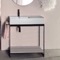 Console Sink Vanity With Ceramic Sink and Grey Oak Shelf